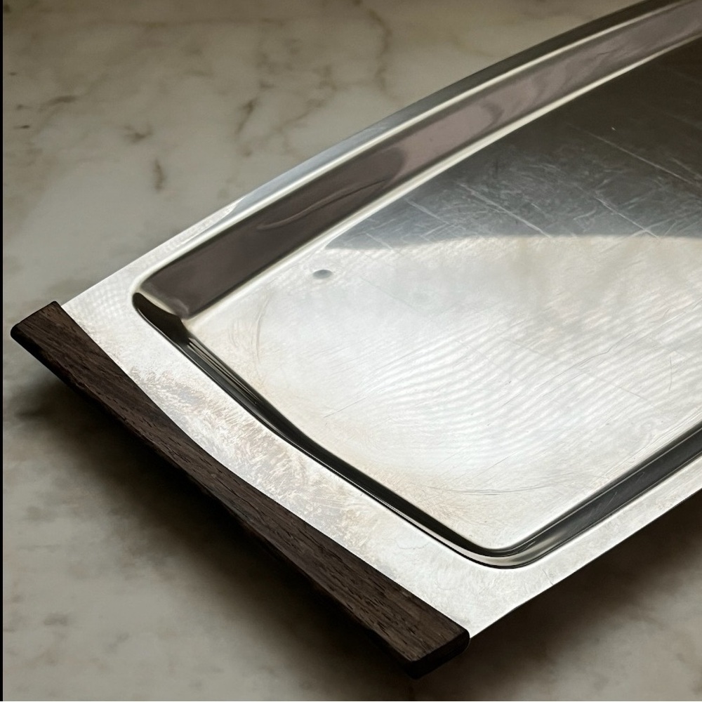 MCM Danish Teak and Stainless Steel Tray by Scanli Denmark